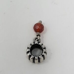 Pandora Carnelian Dangle Charm 925 Sterling Silver ALE Orange July‎ Birthstone